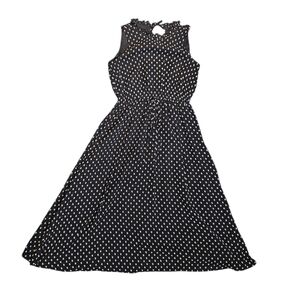 Maggy London Black/White Polka Dot Midi Dress Sleeveless Cottagecore Preppy US 0